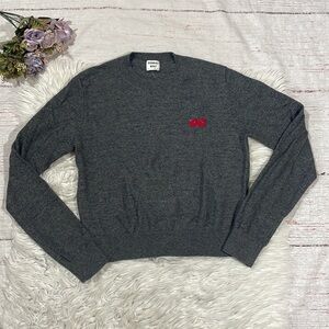 Aritzia Sundry Best Cherry Gray Wool Blend Cropped Crewneck Sweater